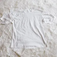 【美品】SHEENAレディース 半袖Tシャツ ホワイト レース袖のサムネイル