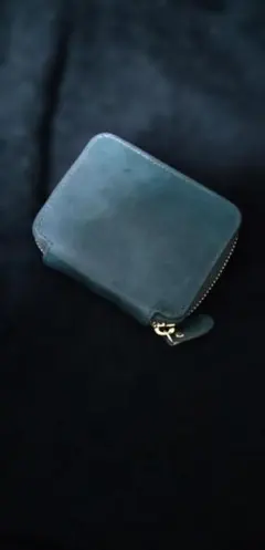 ダークグリーン レザー 二つ折り財布