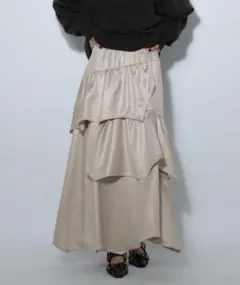 PAGEBOYライトフェイクレザーティアードスカート
