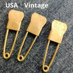 K152 3本セット真鍮ランドリーピン セイフティーピン米軍軍物US古着デニムに