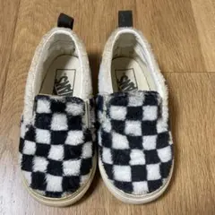 【13〜14cm】VANS ファー素材 スリッポン 白/黒