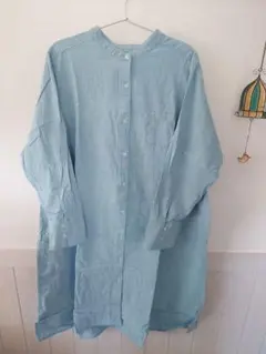 未使用古着　 長袖シャツワンピース 3L　空色