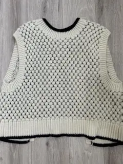selectmoca アイボリー 編み込みニットベスト