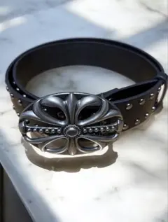 スタッズ付きブラックベルト十字架 クロスバックルy2k グランジ ストリート