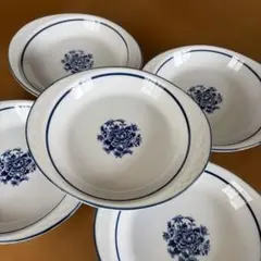 マルイ　MARUI 青い花柄 陶磁器製平皿 5枚セット