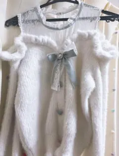 LIZLISA レイヤード風肩あきニット ブルー