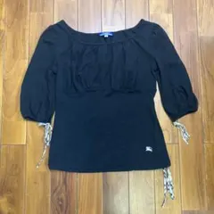 バーバリーブルーレーベル ノバチェック リボン カットソー 黒