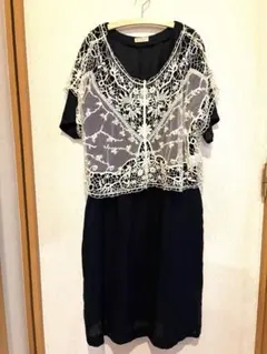 chou chou de maman レースボレロ付きリネンブラックワンピースのサムネイル