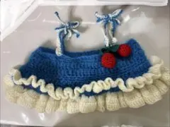 ハンドメイド　フリル付き青と白のキャミソール子供用　クリームソーダイメージ