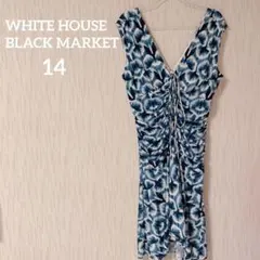 海外古着✨WHBM【14】ノースリーブワンピース ドレス ギャザー 大きめ