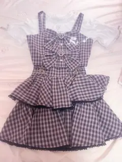Ank Rouge アンクルージュ ハートドット×千鳥 セットアップ ブラック