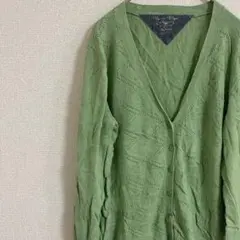 ★大セール中★ライトグリーン 透かし編み Vネック カーディガン ニット長袖