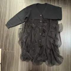 ブラック チュール付きカーディガンフリーサイズ新品未使用