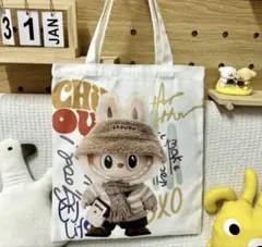 ラブブ トートバッグ　Labubu 大　約40x35cm 後は無地
