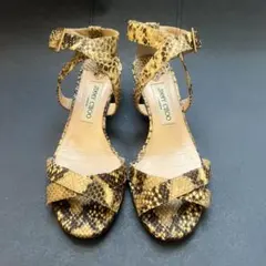 JIMMY CHOO パイソン型押し ウェッジソール サンダル 37.5のサムネイル