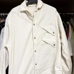 QUIKSILVER ストライプ ホワイトシャツ M コーデュロイ