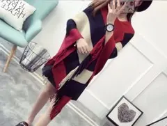 暖かい ポンチョ ストール♪　上品　おしゃれ　　トレンド　フリーサイズ