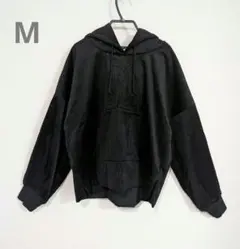Riche glamour フード付き パーカー コーデュロイ パーカー 黒 M