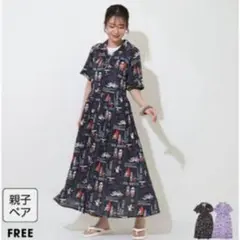 ベビードール　親子お揃い ディズニー リゾート総柄ワンピース　フリーサイズのサムネイル