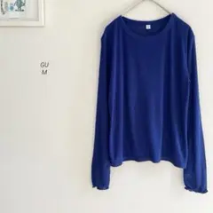 GUソフトシアークルーネックT ブルー　8176