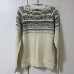 ノルディック柄 ニット セーター アイボリー Mサイズ