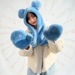 ❀美品❀ミッキー耳付きマフラーファンキャップ