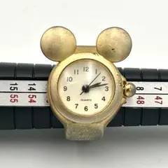 新品電池⭐️ディズニー ミッキー リングウォッチ ゴールドカラー クオーツ 指時計のサムネイル