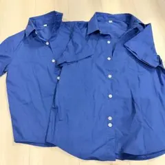 キッズ　青　半袖　シャツ　ブルー　120 140 兄弟　 ブラウス 無地