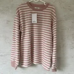 PAIR MANON ピンク/ホワイト ボーダー　長袖カットソー 140cm
