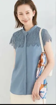 限定色URBAN RESEARCH ROSSOウォッシャブルヨークレースブラウス