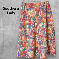 希少✨トラベル柄 総柄フレアスカート レトロポップ 海外古着　アート柄　地図柄