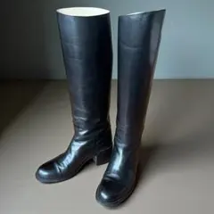 美品✨マーガレットハウエル 本革ロングブーツ 24 黒 上質 革靴 太ヒール