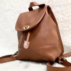 オールド コーチ USA製 ミニ リュック キャメル グラブタンレザー 多機能