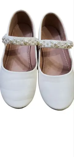 19.5センチホワイト フォーマルシューズ パール付き
