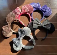 ミニーマウス風リボン付きカチューシャ5個セット