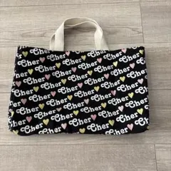 【美品】Cher シェル トートバッグ エコバッグ ブラック ハート柄