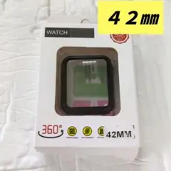 Apple Watch ケース 42mm 強化ガラス付き ブラック360°保護