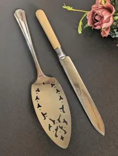 イギリス アンティーク シルバープレート ケーキナイフ ケーキサーバー 戴冠式