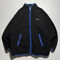 FILA フリースジャケット フルジップ ネイビー USA M ワンポイントロゴ