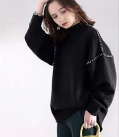 未使用品　クラシカルエルフ　ステッチデザイン ハイネック　ニット ブラック