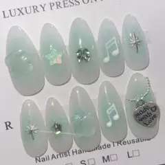 平成女児ネイルチップ 緑 クローバー NCTWISH ウイッシュコア シズニ