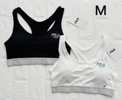 【新品】FILA ハーフトップ スポーツブラ 白 黒 Ｍサイズ 2枚セット