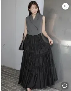 anuansテンセルリッチオーガンティアードスカートM