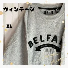 80s古着ヴィンテージビッグ刺繍プリントスウェットビッグシルエットグレーXL
