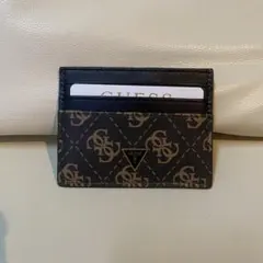GUESS 本革 カードケース ダークブラウン