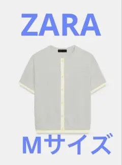 ZARA ショートスリーブニットジャケット ミディアムグレーのサムネイル