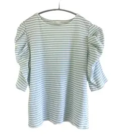 未使用品　ボーダー　タックスリーブ　プルオーバー　トップス