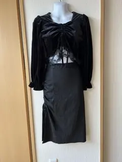 ブラック ベルベット レース ドレス