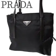 PRADA 三角プレート 白タグ ショルダーバッグ ナイロン レザー ブルー