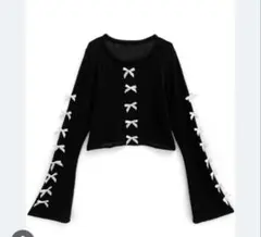 GRL 即購入⭕️GRL シアーニットリボンフレアスリーブトップス